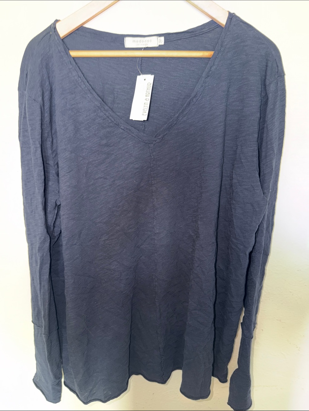 Mododoc Slate Blue V-Neck Long Sleeve Top